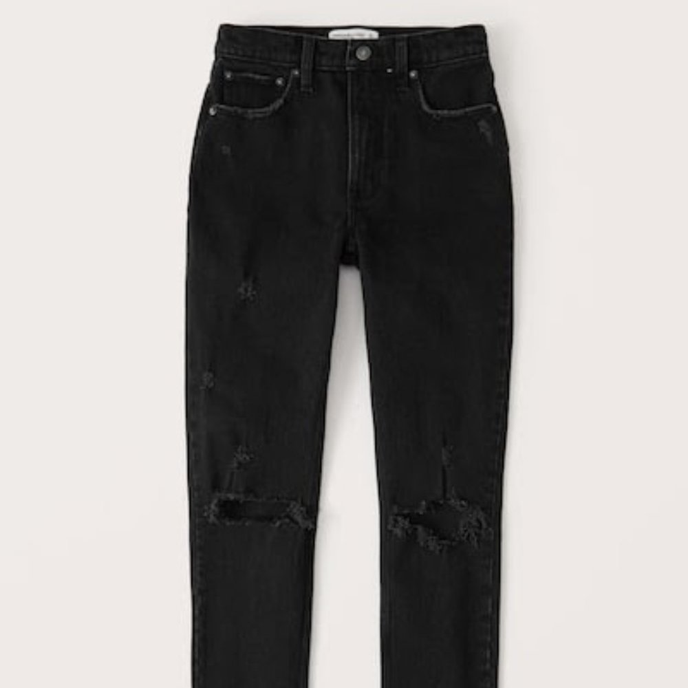 COPY - Abercrombie & Fitch High Rise Skinny Jeans - Ripped Black Wash - GENTLY …